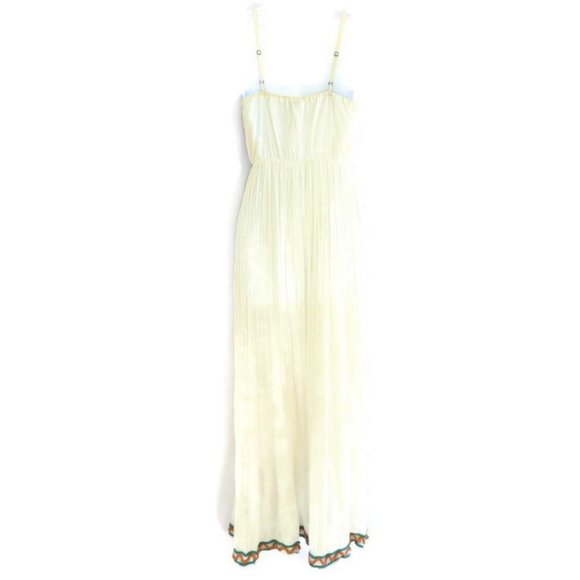 Raga Maxi Dress Cotton Gauze Rope Mirror Detail Embroidered Bodice Hem Border S - Picture 5 of 8